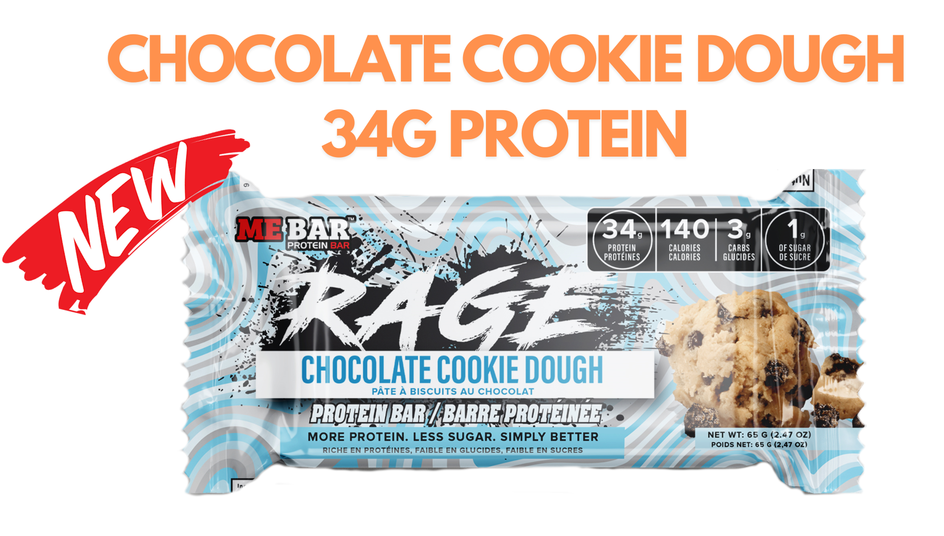 Chocolate protein bar with high protein, low calories and low sugar